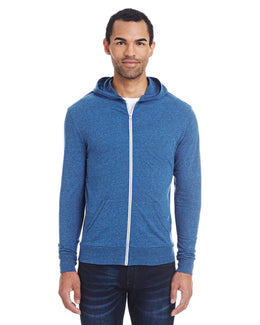 Threadfast Apparel Unisex Triblend Full-Zip Hoodie 302Z | Royal Blk Trblnd - Front