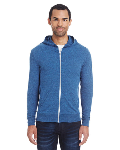 Threadfast Apparel Unisex Triblend Full-Zip Hoodie 302Z | Royal Blk Trblnd - Front