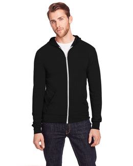 Threadfast Apparel Unisex Triblend Full-Zip Hoodie 302Z | Solid Blk Trblnd - Front