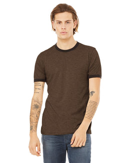 Bella+Canvas Robertson Heather Ringer Tee 3055C | Hthr Brown/ Brwn - Front