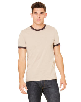 Bella+Canvas Robertson Heather Ringer Tee 3055C | Hthr Tan/ Brown - Front