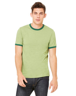 Bella+Canvas Robertson Heather Ringer Tee 3055C | Hthr Green/ For - Front