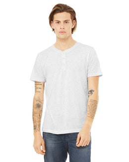 Bella+Canvas Mens Triblend Short Sleeve Henley 3125 | Wht Fleck Tribld - Front