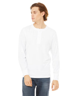 Bella+Canvas Long Sleeve Henley 3150 | White - Front