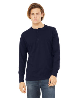 Bella+Canvas Long Sleeve Henley 3150 | Navy - Front