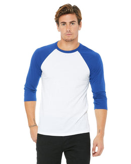 Bella+Canvas Unisex Triblend 3/4-Sleeve Baseball T-Shirt 3200 | White/ Tr Royal - Front