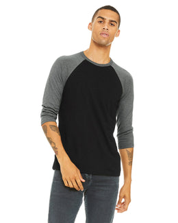 Bella+Canvas Unisex Triblend 3/4-Sleeve Baseball T-Shirt 3200 | Black/ Deep Hthr - Front