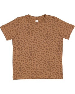 Rabbit Skins Toddler Fine Jersey T-Shirt 3321 | Brown Leopard - Front