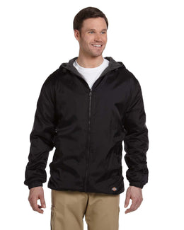 Dickies Fleece-Lined Hooded Nylon Jacket 33237 | Black - Front