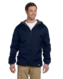 Dickies Fleece-Lined Hooded Nylon Jacket 33237 | Dark Navy - Front