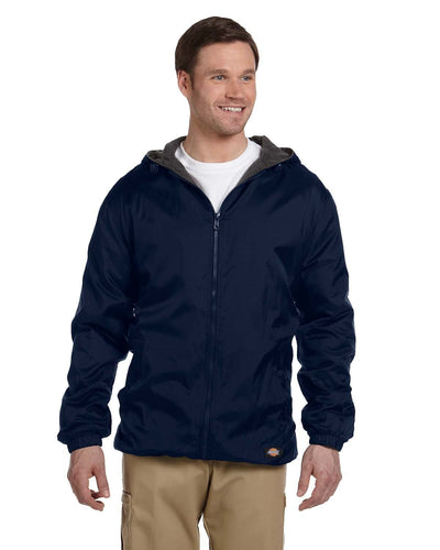 Dickies Fleece-Lined Hooded Nylon Jacket 33237 | Dark Navy - Front