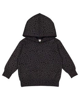 Rabbit Skins Toddler Hooded Sweatshirt 3326 | Black Leopard - Front