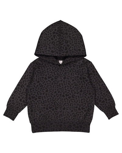 Rabbit Skins Toddler Hooded Sweatshirt 3326 | Black Leopard - Front