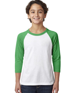 Next Level Youth CVC 3/4-Sleeve Raglan Tee 3352 | Kelly/ White - Front