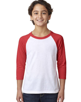 Next Level Youth CVC 3/4-Sleeve Raglan Tee 3352 | Red/ White - Front