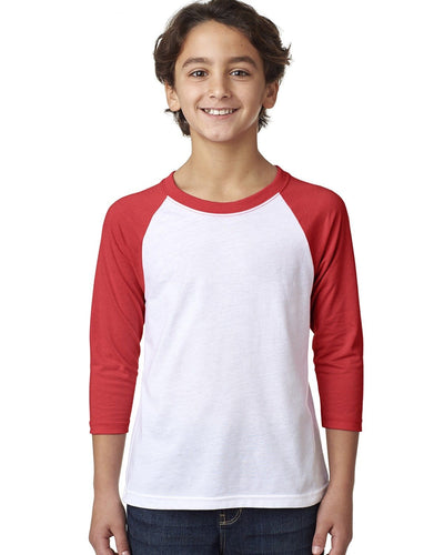 Next Level Youth CVC 3/4-Sleeve Raglan Tee 3352 | Red/ White - Front