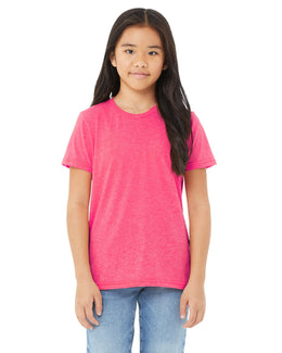 Bella+Canvas Youth Triblend Short Sleeve T-Shirt 3413Y | Char Pnk Triblnd - Front