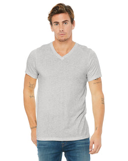 Bella+Canvas Unisex Triblend Short Sleeve V-Neck T-Shirt 3415C | Wht Flck Triblnd - Front