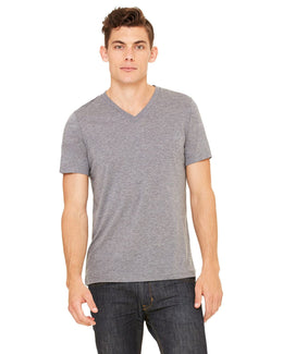 Bella+Canvas Unisex Triblend Short Sleeve V-Neck T-Shirt 3415C | Grey Triblend - Front
