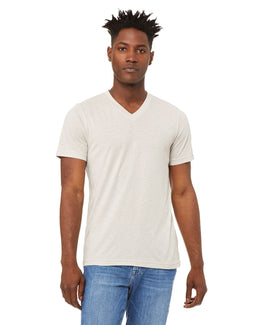 Bella+Canvas Unisex Triblend Short Sleeve V-Neck T-Shirt 3415C | Cement Triblend - Front