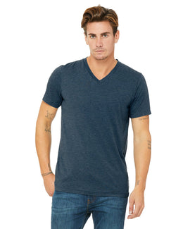 Bella+Canvas Unisex Triblend Short Sleeve V-Neck T-Shirt 3415C | Steel Blu Trblnd - Front