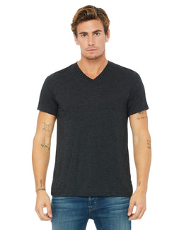 Bella+Canvas Unisex Triblend Short Sleeve V-Neck T-Shirt 3415C | Char Blk Triblnd - Front