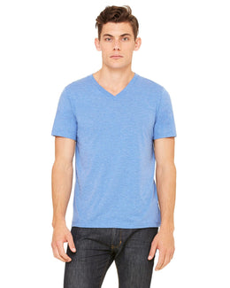 Bella+Canvas Unisex Triblend Short Sleeve V-Neck T-Shirt 3415C | Blue Triblend - Front