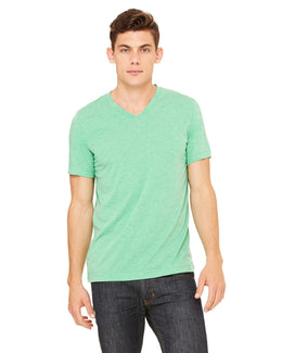 Bella+Canvas Unisex Triblend Short Sleeve V-Neck T-Shirt 3415C | Green Triblend - Front