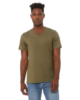 Bella+Canvas Unisex Triblend Short Sleeve V-Neck T-Shirt 3415C | Olive Triblend - Front