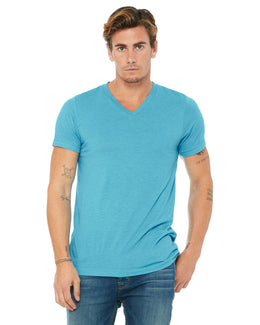 Bella+Canvas Unisex Triblend Short Sleeve V-Neck T-Shirt 3415C | Aqua Triblend - Front