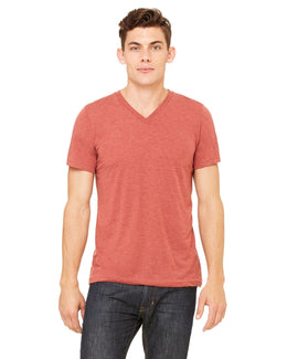 Bella+Canvas Unisex Triblend Short Sleeve V-Neck T-Shirt 3415C | Clay Triblend - Front