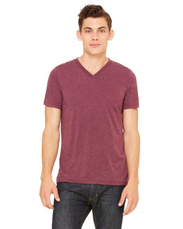 Bella+Canvas Unisex Triblend Short Sleeve V-Neck T-Shirt 3415C | Maroon Triblend - Front
