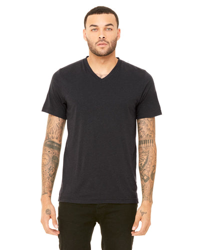 Bella+Canvas Unisex Triblend Short Sleeve V-Neck T-Shirt 3415C | Sld Dk Gry Trbln - Front