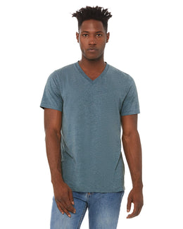 Bella+Canvas Unisex Triblend Short Sleeve V-Neck T-Shirt 3415C | Denim Triblend - Front