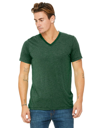 Bella+Canvas Unisex Triblend Short Sleeve V-Neck T-Shirt 3415C | Grass Grn Trblnd - Front