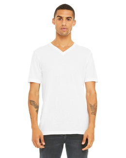 Bella+Canvas Unisex Triblend Short Sleeve V-Neck T-Shirt 3415C | Sld Wht Trblnd - Front