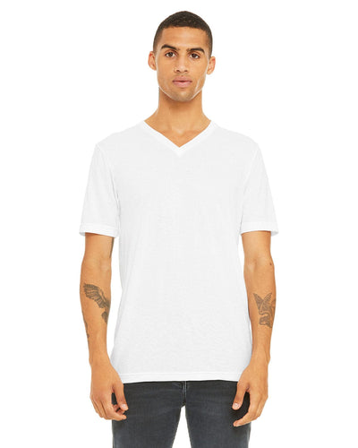 Bella+Canvas Unisex Triblend Short Sleeve V-Neck T-Shirt 3415C | Sld Wht Trblnd - Front