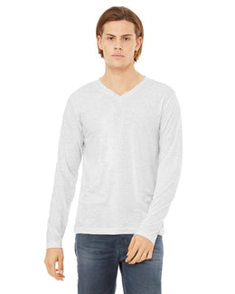 Bella+Canvas Long Sleeve V-Neck T-Shirt 3425 | Wht Fleck Tribld - Front