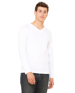 Bella+Canvas Long Sleeve V-Neck T-Shirt 3425 | White - Front