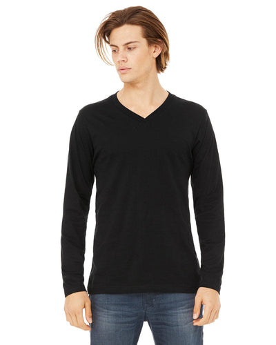 Bella+Canvas Long Sleeve V-Neck T-Shirt 3425 | Black - Front