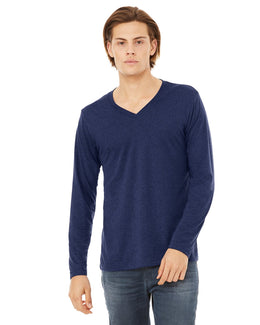 Bella+Canvas Long Sleeve V-Neck T-Shirt 3425 | Navy Triblend - Front