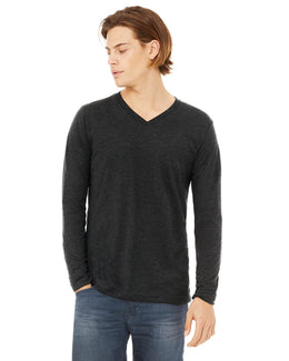 Bella+Canvas Long Sleeve V-Neck T-Shirt 3425 | Char Blk Triblnd - Front