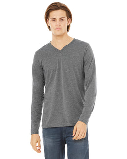Bella+Canvas Long Sleeve V-Neck T-Shirt 3425 | Grey Triblend - Front
