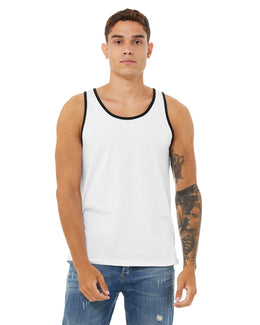 Bella+Canvas Unisex Jersey Tank 3480 | White/ Black - Front