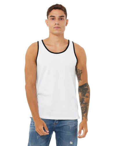 Bella+Canvas Unisex Jersey Tank 3480 | White/ Black - Front