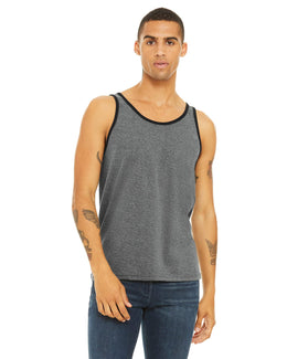 Bella+Canvas Unisex Jersey Tank 3480 | Deep Hthr/ Black - Front