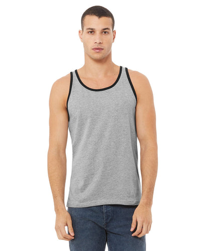Bella+Canvas Unisex Jersey Tank 3480 | Athletc Htr/ Blk - Front