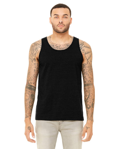 Bella+Canvas Unisex Jersey Tank 3480 | Black Heather - Front