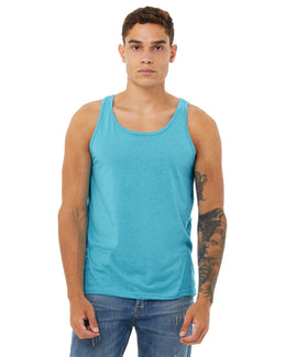 Bella+Canvas Unisex Jersey Tank 3480 | Aqua Triblend - Front