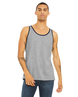 Bella+Canvas Unisex Jersey Tank 3480 | Ath Hthr/ Navy - Front
